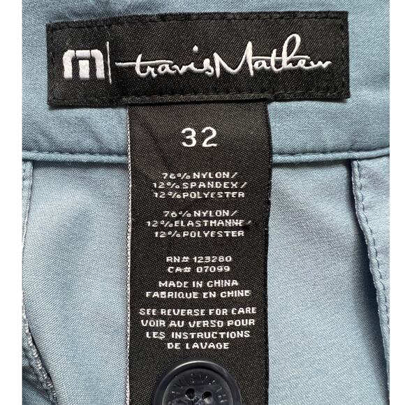 Travis Mathew Men's 32 Proceed with Caution Shorts Blue 11" Inseam Golf Stretch - Picture 3 of 11